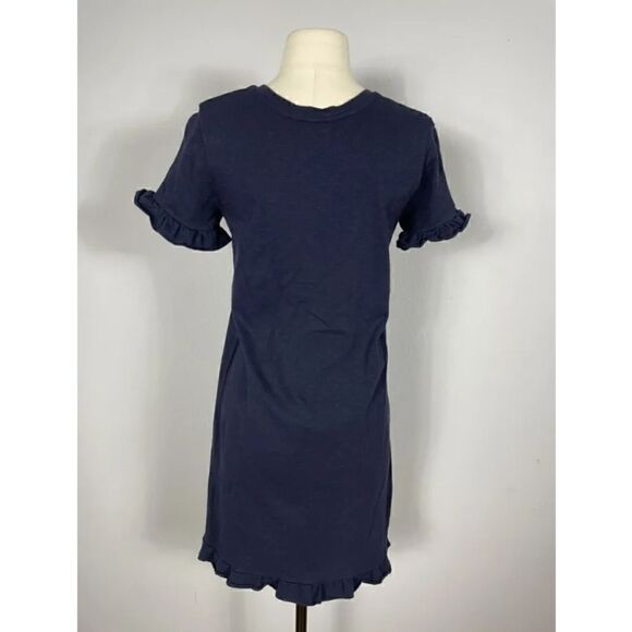Boden Cotton Ruffle Hem Short Sleeve Scoopneck Navy Sz 2 - Picture 6 of 10